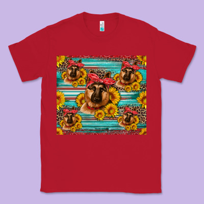 German Shepherd With Sunflowers Classic Tee Designed By Artiststas