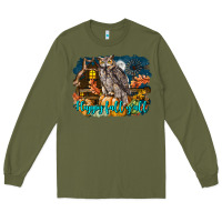 Army Green Happy Fall Y'all Owl Long Sleeve Tee - LillyAllenDesigns