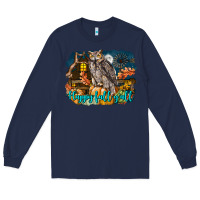 Navy Happy Fall Y'all Owl Long Sleeve Tee - LillyAllenDesigns