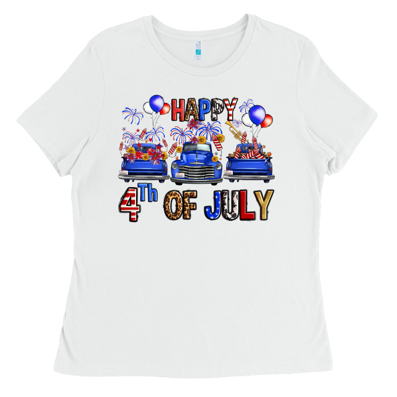Western Truck Hello Fourth Of July America Ladies Tee by FaDigitalArtStudio | Teevron