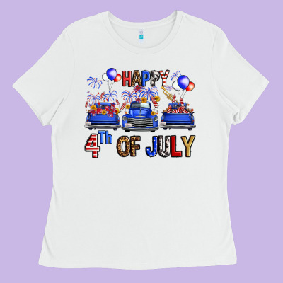 Western Truck Hello Fourth Of July America Ladies Tee Designed By Fadigitalartstudio