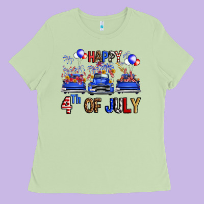 Western Truck Hello Fourth Of July America Ladies Tee Designed By Fadigitalartstudio