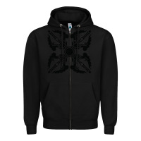 Black trippy psychedelic rave sacred geometry Zipper Hoodie - DesigneFamous