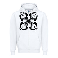 White trippy psychedelic rave sacred geometry Zipper Hoodie - DesigneFamous