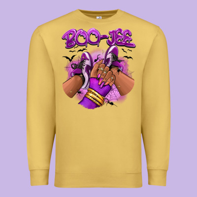 Boo-jee Halloween Afro Sneakers Premium Sweatshirt Designed By Ranaportraitstore