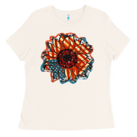 Bone American Flag sunflower 4th of july Ladies Tee - FaDigitalArtStudio