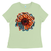 Matcha American Flag sunflower 4th of july Ladies Tee - FaDigitalArtStudio
