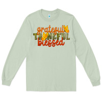 Matcha Fall Grateful Thankful Blessed Long Sleeve Tee - LillyAllenDesigns