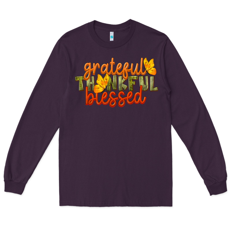 Fall Grateful Thankful Blessed Long Sleeve Tee by LillyAllenDesigns | Teevron