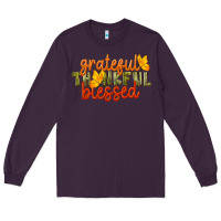 Plum Fall Grateful Thankful Blessed Long Sleeve Tee - LillyAllenDesigns