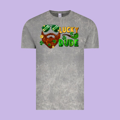 Lucky Dude Saint Patrick's Bearded Man Vintage Tee Designed By Fadigitalartstudio