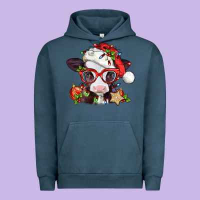Christmas Baby Cow Urban Hoodie Designed By Jasminsmagicworld