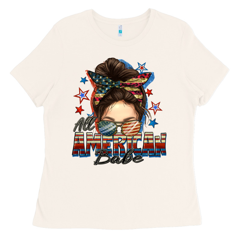 American Babe Messy Bun Ladies Tee by FaDigitalArtStudio | Teevron