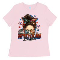 Bubblegum Pink american babe messy bun Ladies Tee - FaDigitalArtStudio
