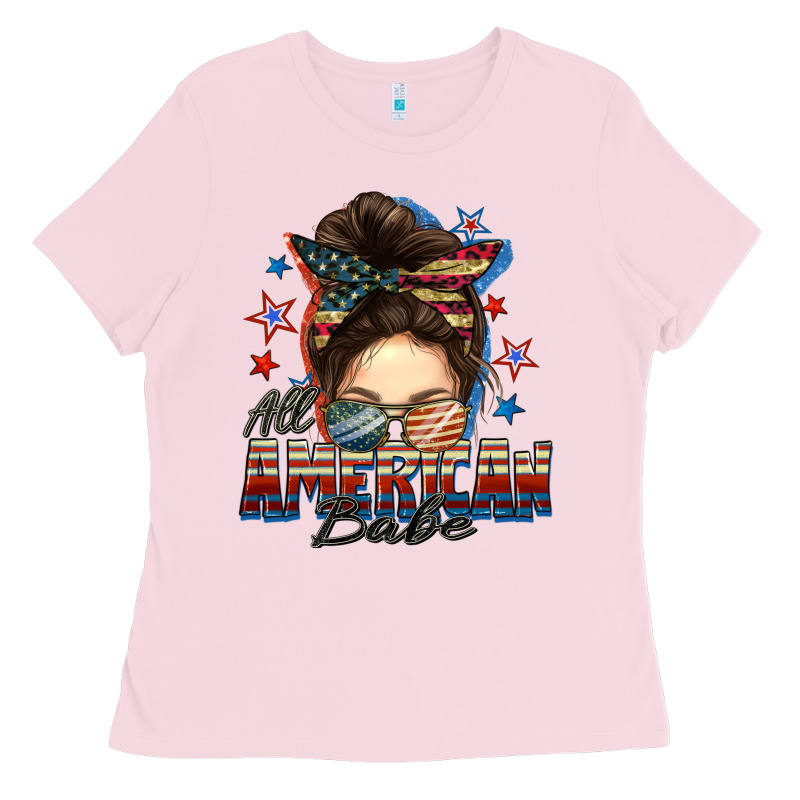 American Babe Messy Bun Ladies Tee by FaDigitalArtStudio | Teevron