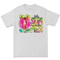 Dove Grey Hello Summer Donut Girl Premium Tee - CowCowDesign