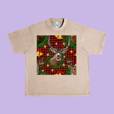 Christmas Deer And Bell Seamless Pattern Urban Heavy Tee Designed By Bundleandbundleshop
