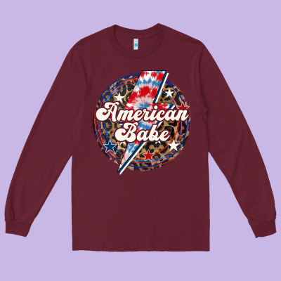 Western American Babe Patriotic Long Sleeve Tee Designed By Lillyallendesigns