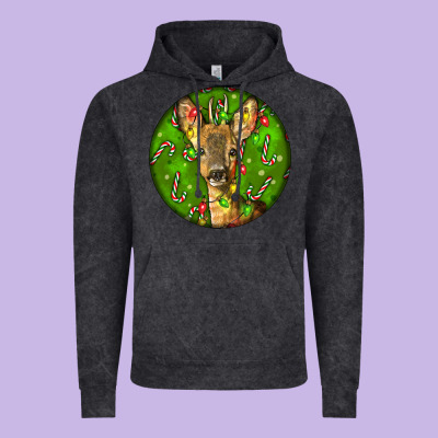Red Brocket Deer Christmas Vintage Hoodie Designed By Lillyallendesigns