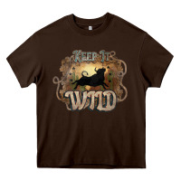 Chocolate Brown Keep it wild western bull Heavy Core Tee - HowdyJamesFarm