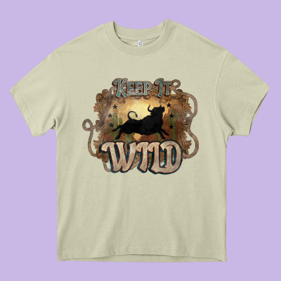 Keep It Wild Western Bull Heavy Core Tee Designed By Howdyjamesfarm