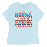 Baby Blue Merica vibes Ladies Tee - FaDigitalArtStudio