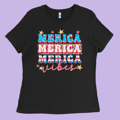 Merica Vibes Ladies Tee Designed By Fadigitalartstudio