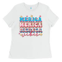 White Merica vibes Ladies Tee - FaDigitalArtStudio