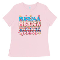 Bubblegum Pink Merica vibes Ladies Tee - FaDigitalArtStudio