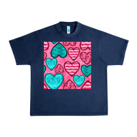 Navy valentines day hearts seamless pattern Urban Heavy Tee - BundleAndBundleShop