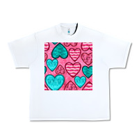 White valentines day hearts seamless pattern Urban Heavy Tee - BundleAndBundleShop