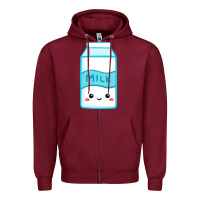Burgundy milk Zipper Hoodie - DesigneFamous
