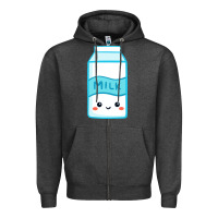 Charcoal Heather milk Zipper Hoodie - DesigneFamous