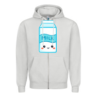 Dove Grey milk Zipper Hoodie - DesigneFamous