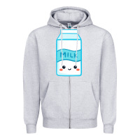 Heather Grey milk Zipper Hoodie - DesigneFamous