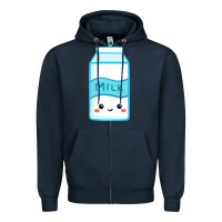Navy milk Zipper Hoodie - DesigneFamous