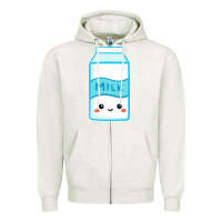Oatmeal Heather milk Zipper Hoodie - DesigneFamous