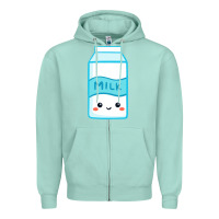 Seafoam milk Zipper Hoodie - DesigneFamous