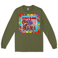 Army Green Football Mama Long Sleeve Tee - CowhideDigitalArt