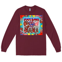 Burgundy Football Mama Long Sleeve Tee - CowhideDigitalArt