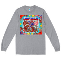 Heather Grey Football Mama Long Sleeve Tee - CowhideDigitalArt