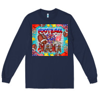 Navy Football Mama Long Sleeve Tee - CowhideDigitalArt