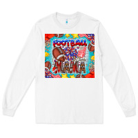 White Football Mama Long Sleeve Tee - CowhideDigitalArt