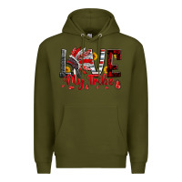 Army Green red black grey white love my tribe indian headdres Premium Hoodie - Artiststas