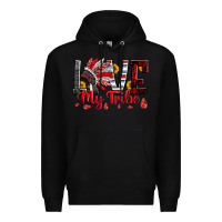 Black red black grey white love my tribe indian headdres Premium Hoodie - Artiststas