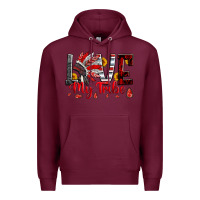 Burgundy red black grey white love my tribe indian headdres Premium Hoodie - Artiststas