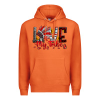 Carrot red black grey white love my tribe indian headdres Premium Hoodie - Artiststas