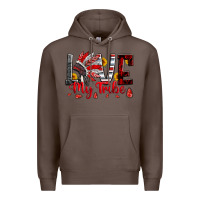 Coffee red black grey white love my tribe indian headdres Premium Hoodie - Artiststas