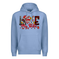 Colony Blue red black grey white love my tribe indian headdres Premium Hoodie - Artiststas