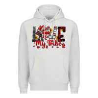 Dove Grey red black grey white love my tribe indian headdres Premium Hoodie - Artiststas